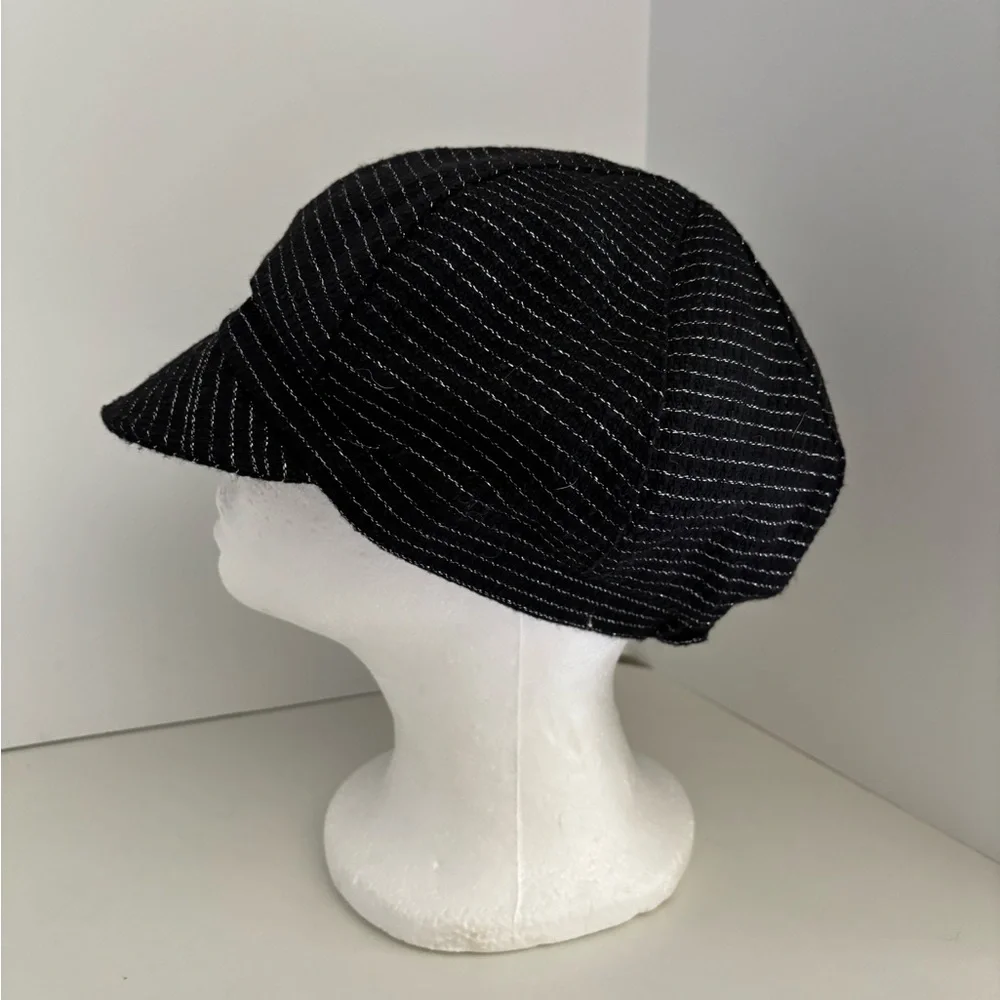 NWOT August Black & Silver Striped Cadet Cap - Picture 3 of 5